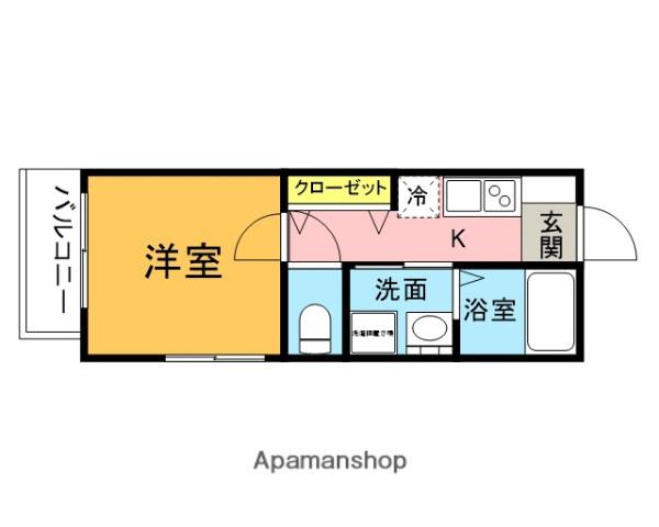 NAT上尾(1K/2階)の間取り写真