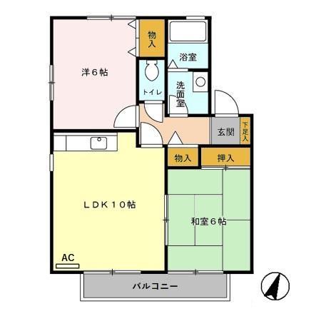 エーデル I(2LDK/1階)の間取り写真