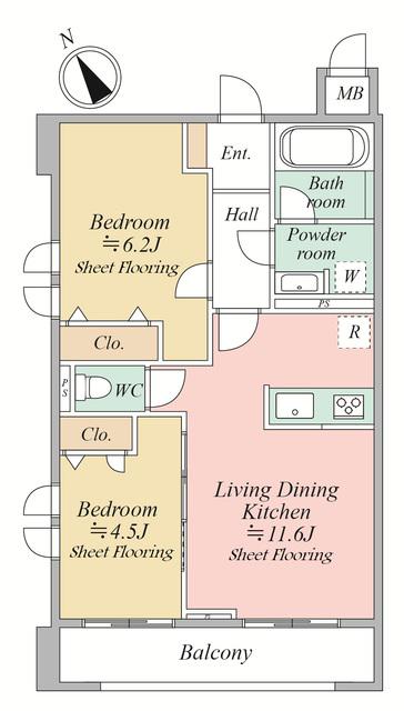 MOCXION KAWA(2LDK/3階)の間取り写真