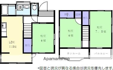 高崎線 桶川駅 徒歩25分 2階建 築51年(3LDK)の間取り写真