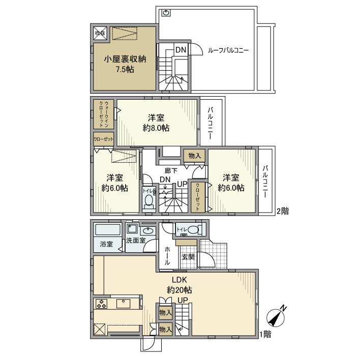 埼玉新都市交通 原市駅 徒歩7分 2階建 築12年(3LDK)の間取り写真