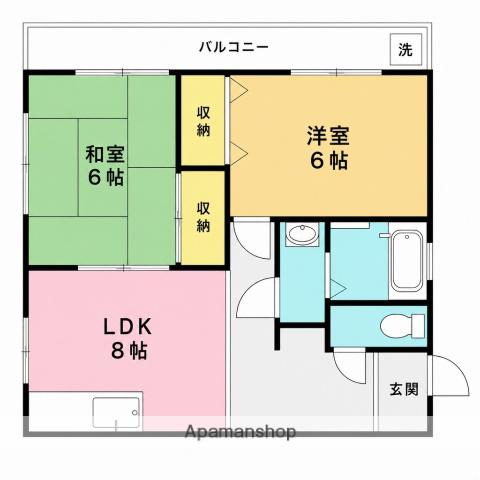 ラヴェール上尾(2DK/2階)の間取り写真