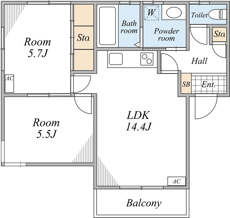 パティオ北本(2LDK/2階)の間取り写真