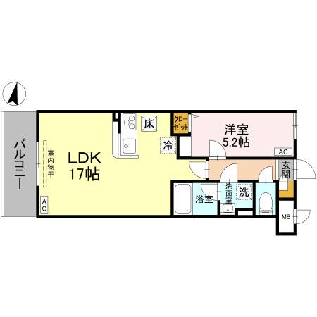 GRACE愛宕(1LDK/1階)の間取り写真