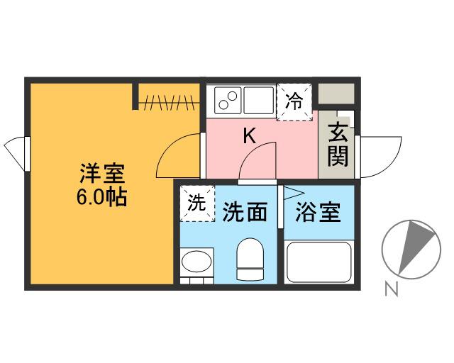 マイレジデンス上尾Ⅱ(1K/2階)の間取り写真