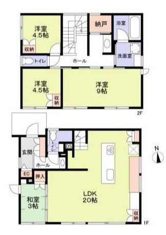 高崎線 上尾駅 徒歩23分 2階建 築1年(4LDK)の間取り写真