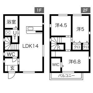 埼玉県鴻巣市 2階建 築2年(3LDK)の間取り写真