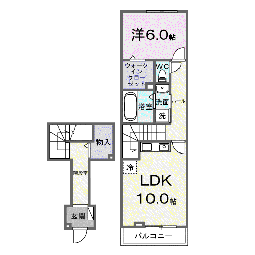 プラシードⅢ(1LDK/2階)の間取り写真