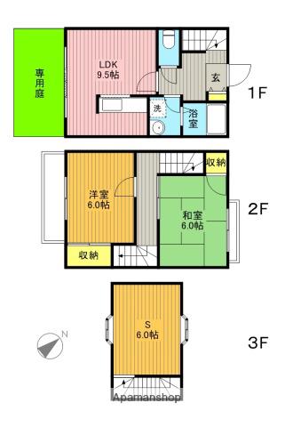 プロムナード日の出Ａ・Ｂ・Ｃ(2SLDK)の間取り写真