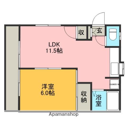 一美ハイツ(1LDK/2階)の間取り写真