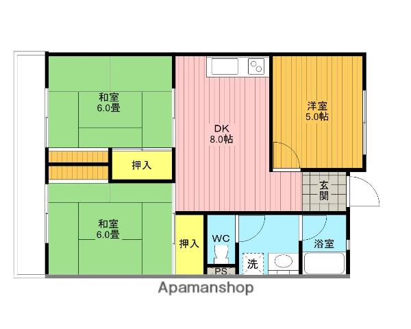 都築ハイツ(3DK/3階)の間取り写真