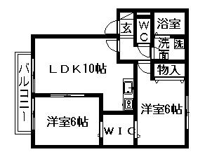ピュアコート弐番館(2LDK/2階)の間取り写真