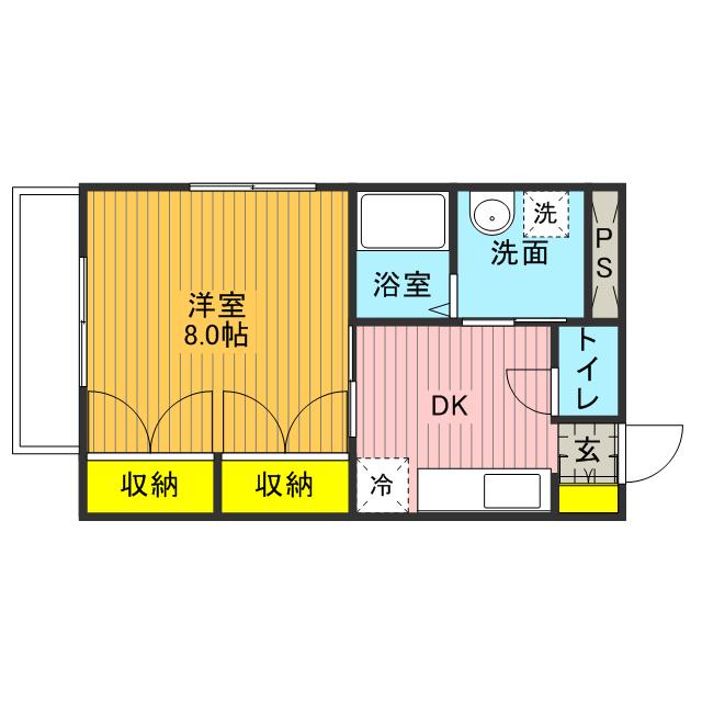 アンプルールフェールK3(1DK/1階)の間取り写真