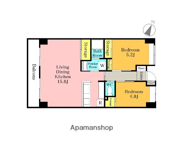 新田第11ビル(2LDK/11階)の間取り写真