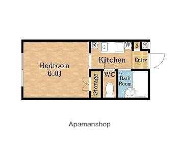 アップルガーデン(1K/1階)の間取り写真