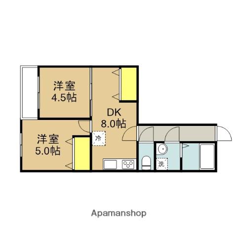 常盤コーポラス(2DK/9階)の間取り写真
