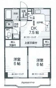 第1土橋マンション(2DK/1階)の間取り写真