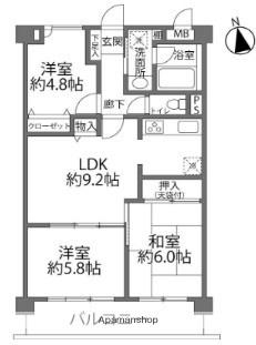 ライオンズガーデン浦和西(3DK/4階)の間取り写真