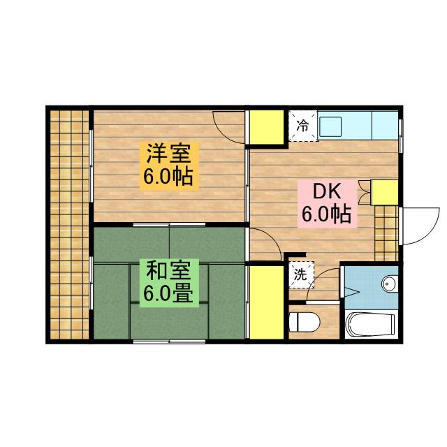 メゾン杉山(2DK/1階)の間取り写真