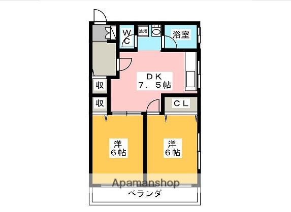 領家コープマンション(2DK/2階)の間取り写真