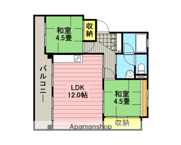 浦和栄和団地5号棟(2DK/2階)の間取り写真