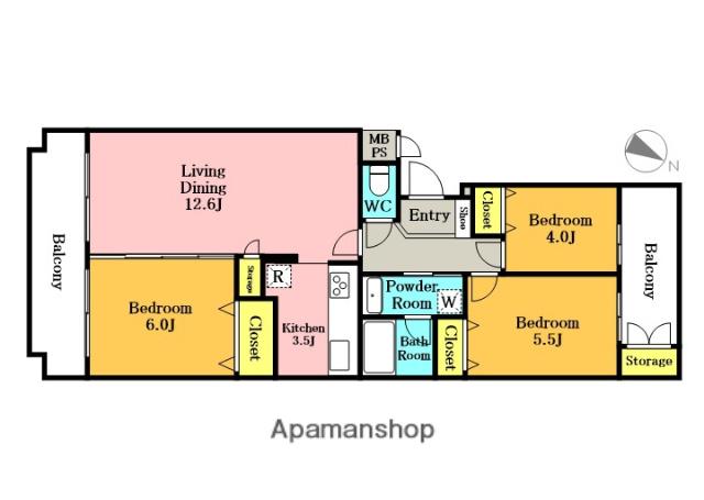シティコア浦和領家(3LDK/4階)の間取り写真
