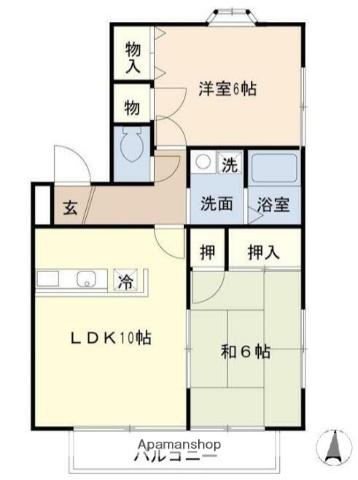 ネオ・ウィステリア(2LDK/1階)の間取り写真