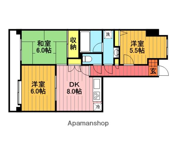 パークスクエア浦和埼大通(3DK/5階)の間取り写真