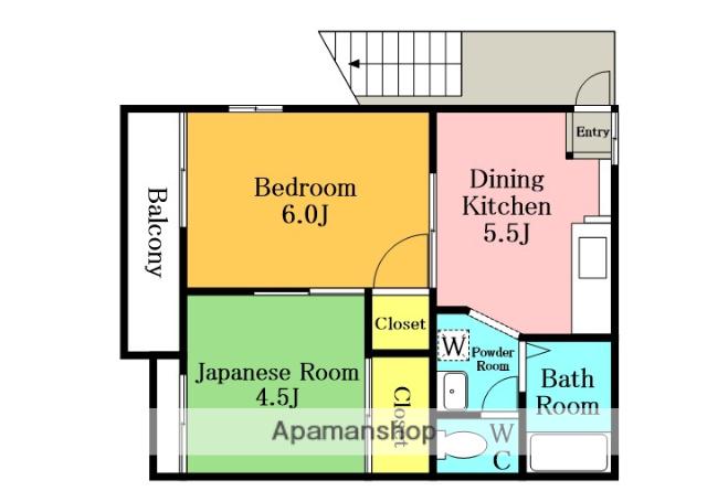 ホワイトマウンテン(2K/2階)の間取り写真