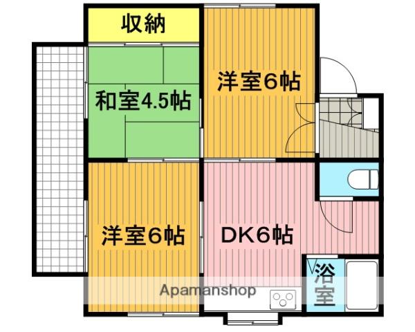 コーポカツ(3DK/1階)の間取り写真