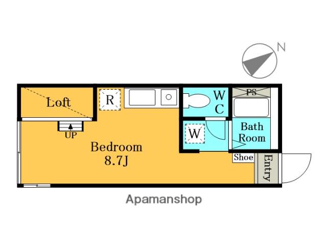 カサ・デ・ラ・ロッサ(ワンルーム/2階)の間取り写真