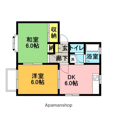 メゾン・サンステージⅡ(2DK/1階)の間取り写真