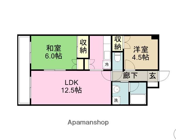 リバーストーン南与野(2LDK/1階)の間取り写真