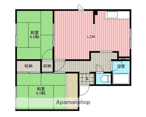 秋山ハイツA(2LDK/2階)の間取り写真