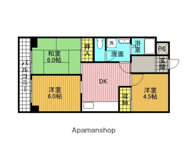 新田第6ハイツ(3DK/2階)の間取り写真