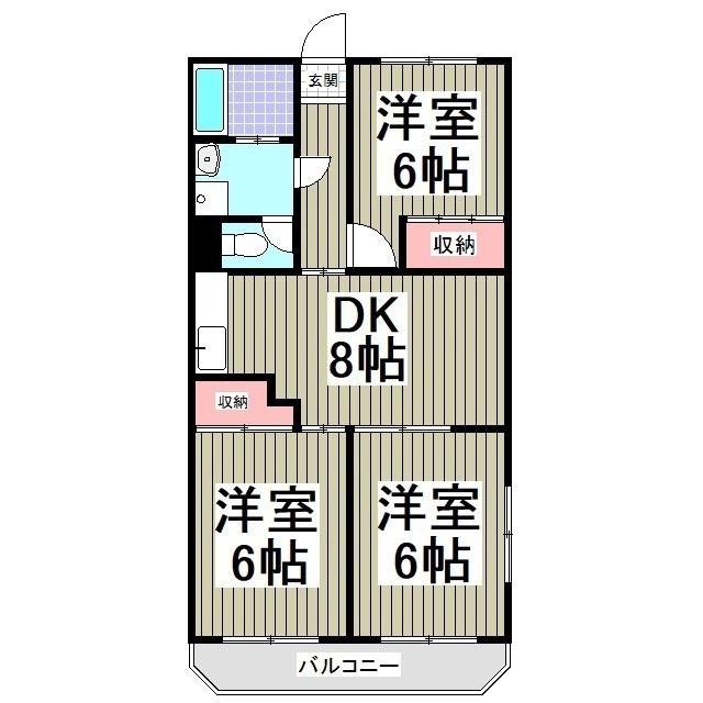 風見鶏グランドハイツⅡ(3DK/2階)の間取り写真