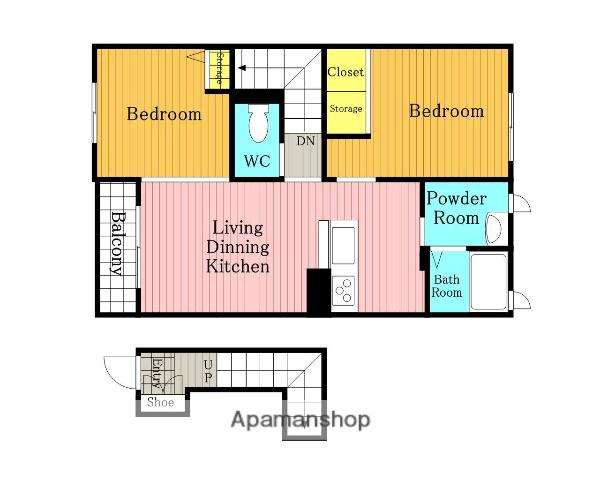 ルオーブ(2LDK/2階)の間取り写真