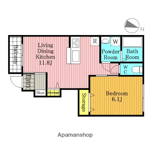 WI MAISON NORIER Ⅱ(1LDK/1階)の間取り写真