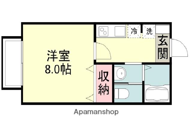ルミエールB(1K/1階)の間取り写真