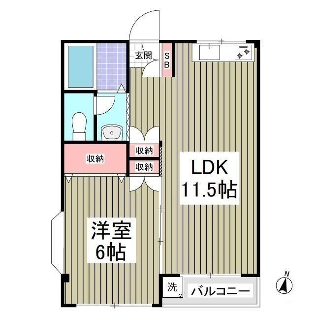 マイネルロッヂⅡ(1LDK/2階)の間取り写真