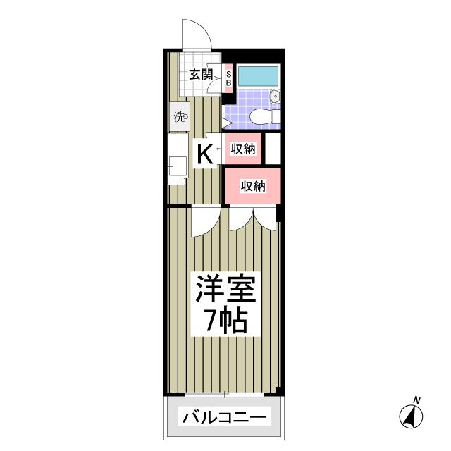 白鍬グランデ(1K/3階)の間取り写真