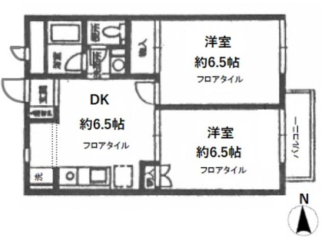 ヴェルドミール元町(2DK/2階)の間取り写真