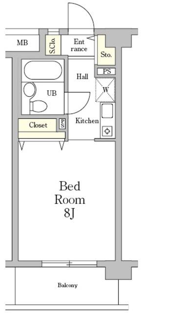 ミレニアム北浦和(ワンルーム/4階)の間取り写真