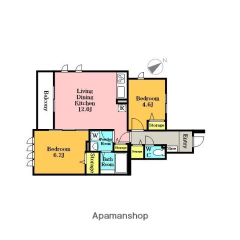 CASA CANTARE(2LDK/1階)の間取り写真