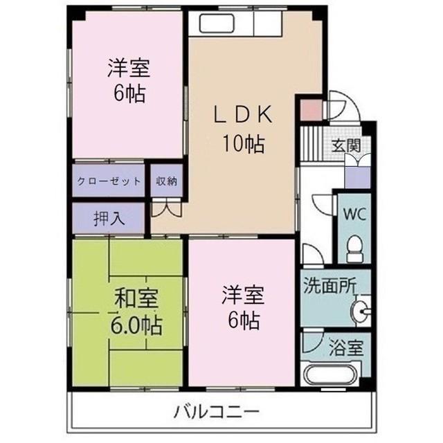 中川マンション(3LDK/3階)の間取り写真