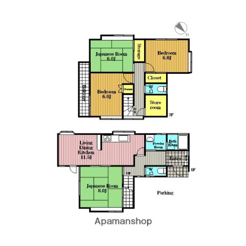 埼京線 与野本町駅 徒歩25分 2階建 築42年(4LDK)の間取り写真
