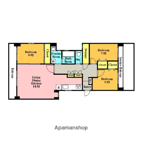 KENEDIX浦和元町(3LDK/2階)の間取り写真