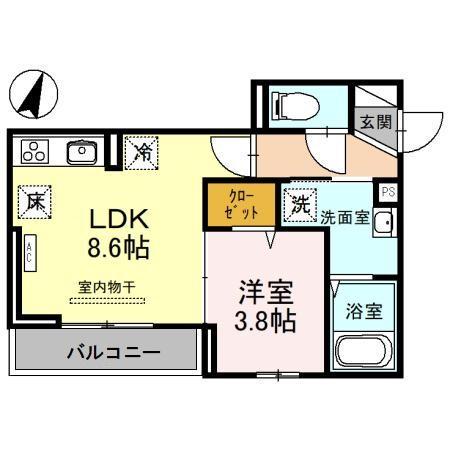 ディール北浦和Ⅱ(1LDK/1階)の間取り写真