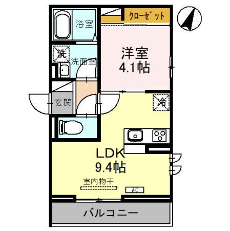 ディール北浦和Ⅱ(1LDK/3階)の間取り写真