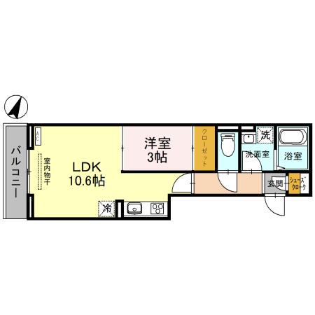 ディール北浦和Ⅱ(1LDK/2階)の間取り写真